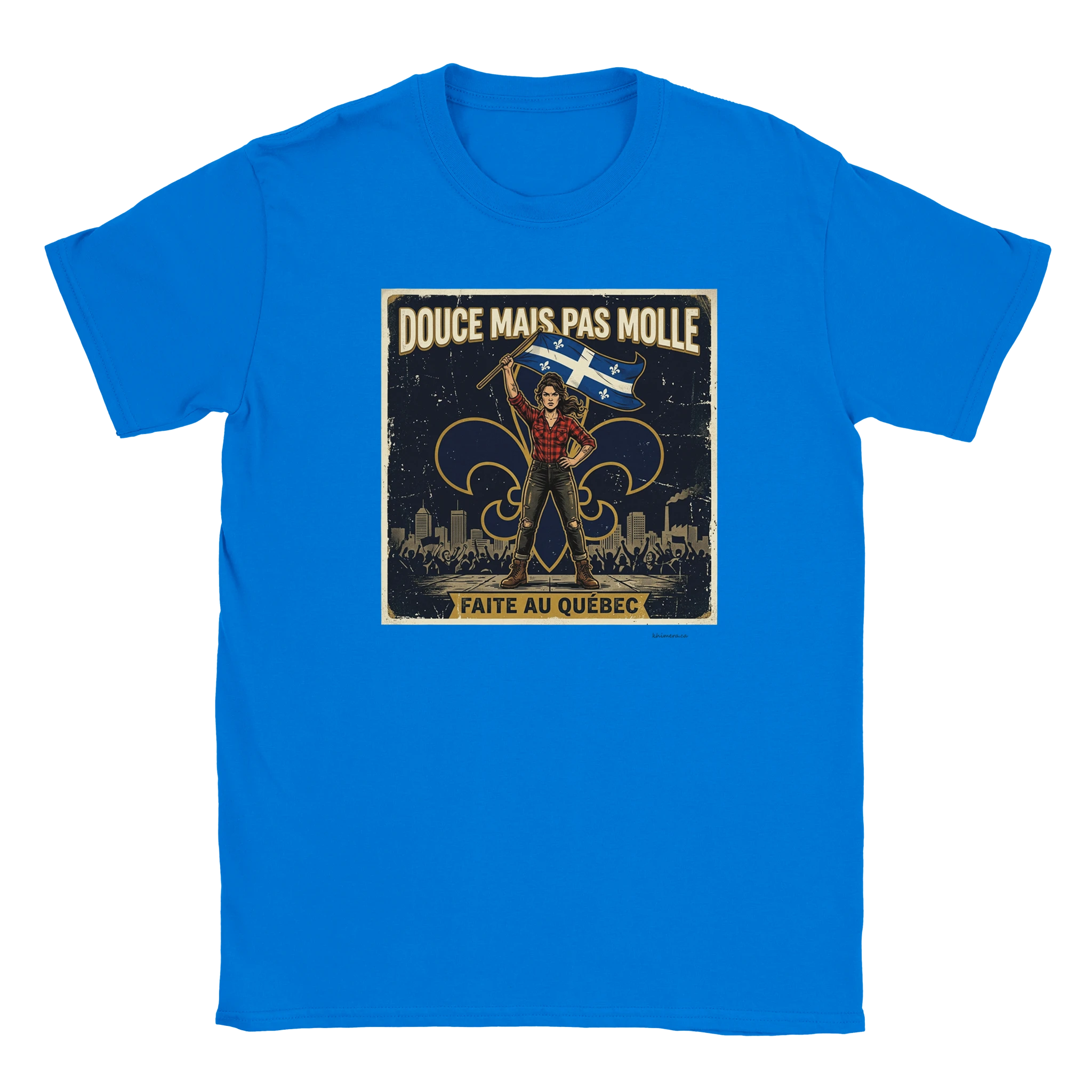 T-shirt drapeau Québec femme - couleur bleu | Khimera