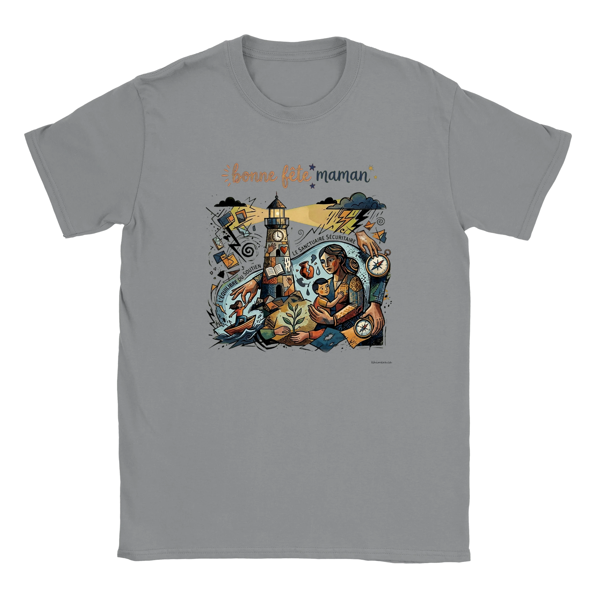 Chandail bonne fête des mères illustration phare - couleur gris | Khimera