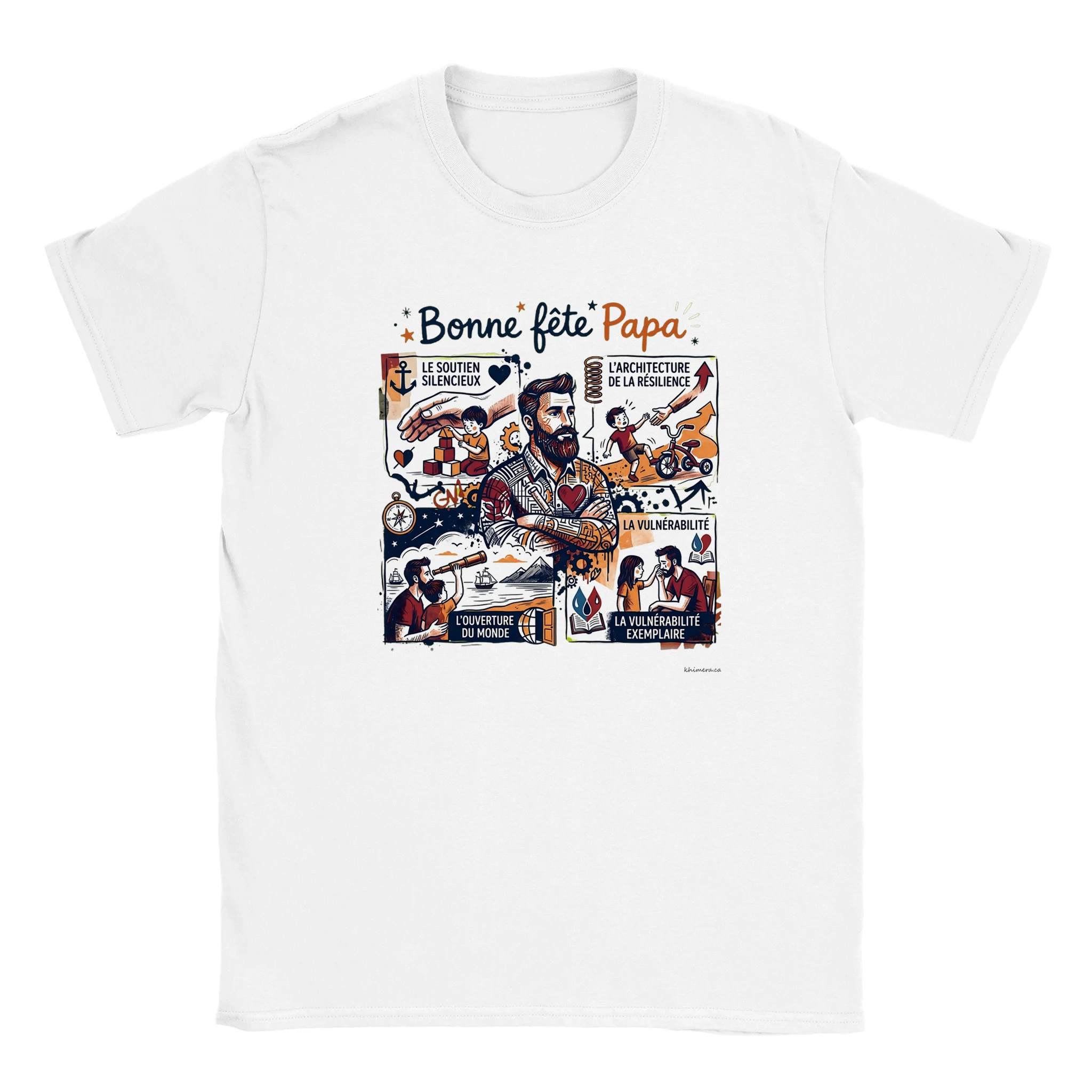 Chandail bonne fête des pères papa barbu illustration - couleur blanc | Khimera