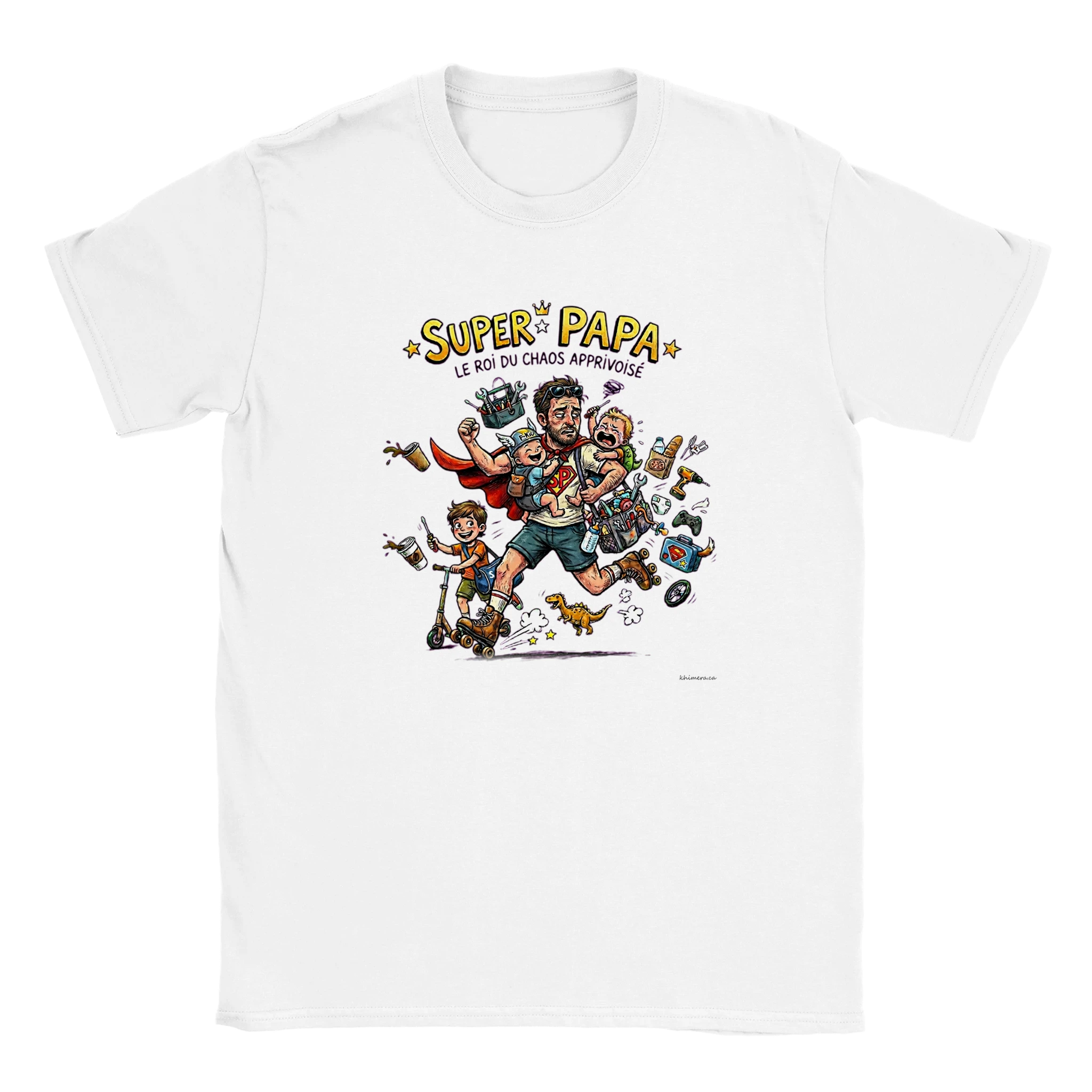 Chandail super papa fête des pères illustration héros papa poule - couleur blanc | Khimera