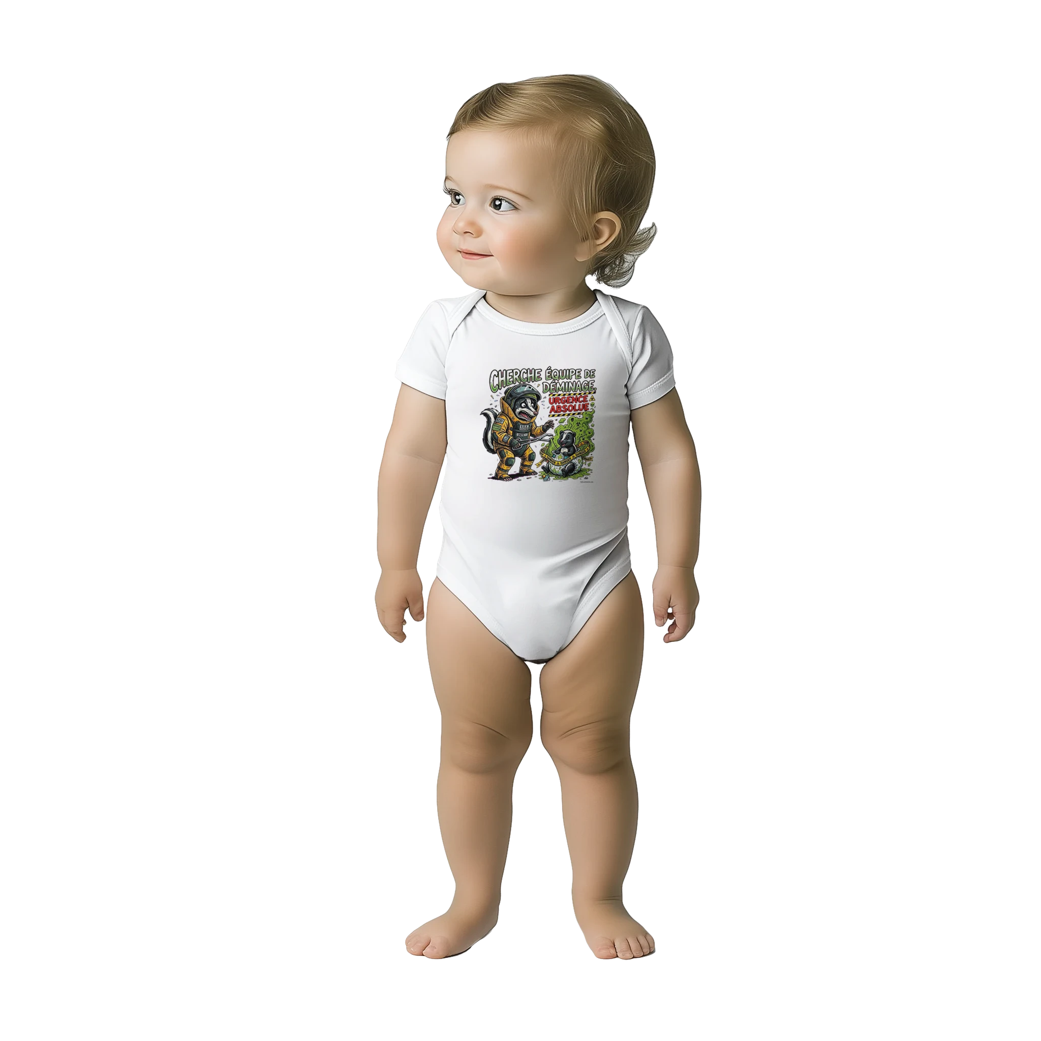 Bébé fille portant le cache-couche déminage - couleur blanc | Khimera