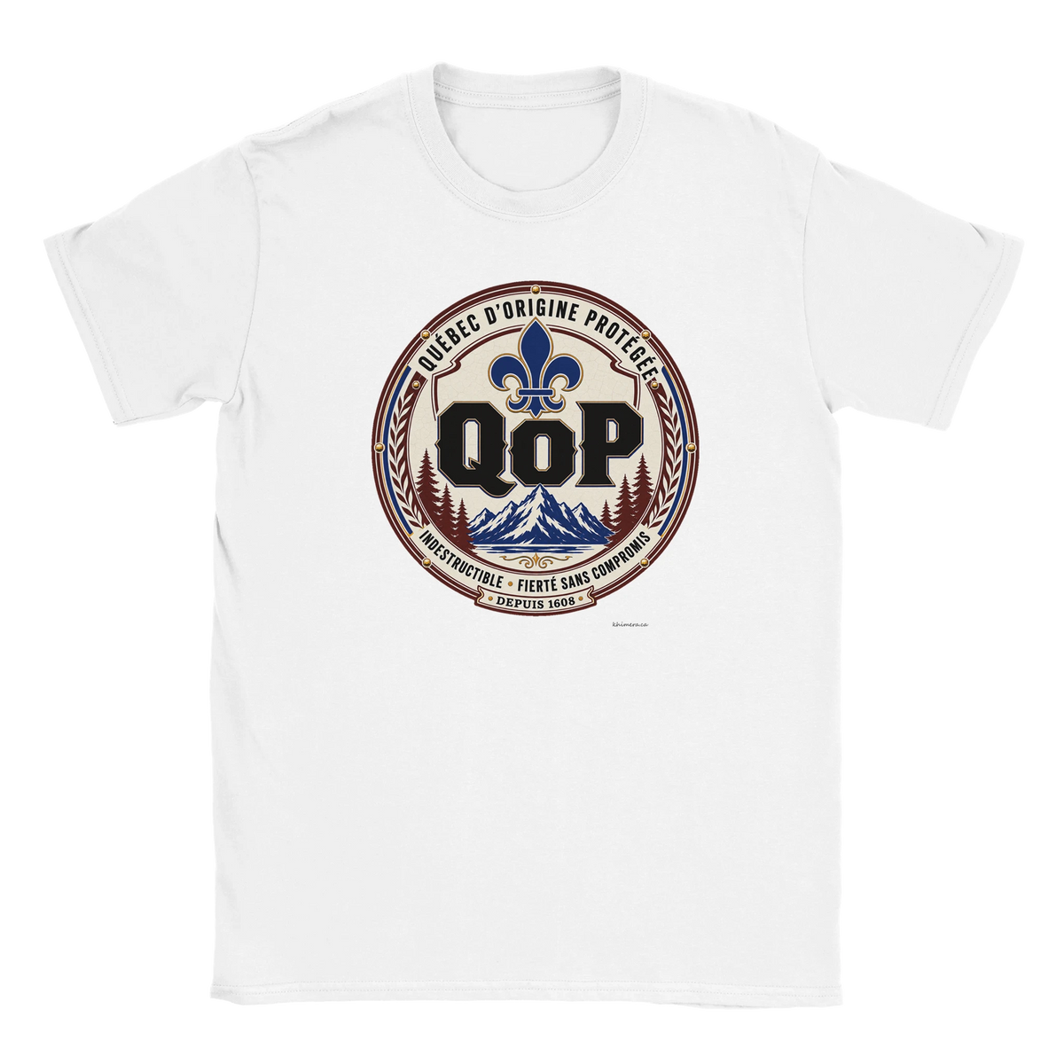 T-shirt sceau QOP fierté québécoise - couleur blanc | Khimera