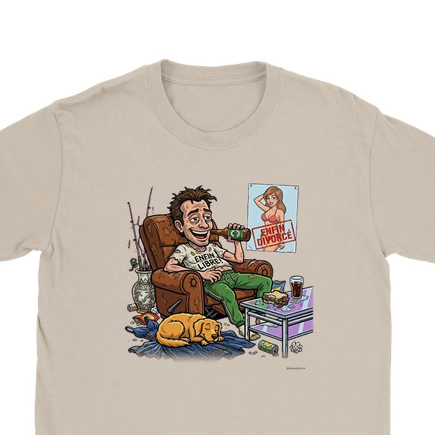 T-shirt Humour Divorce Homme - zoom sable | Khimera