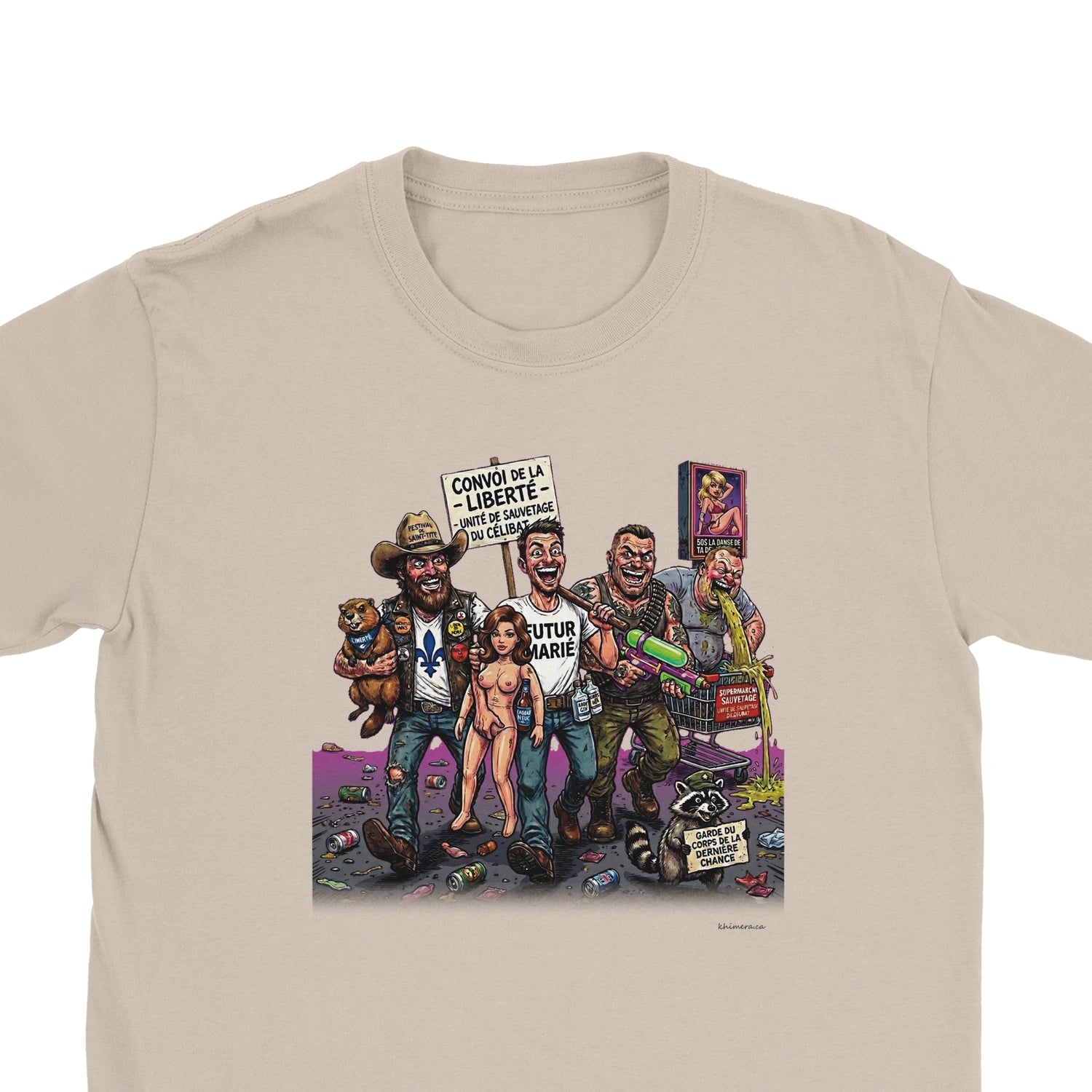 T-shirt EVG humour futur marié cadeau - zoom sable | Khimera