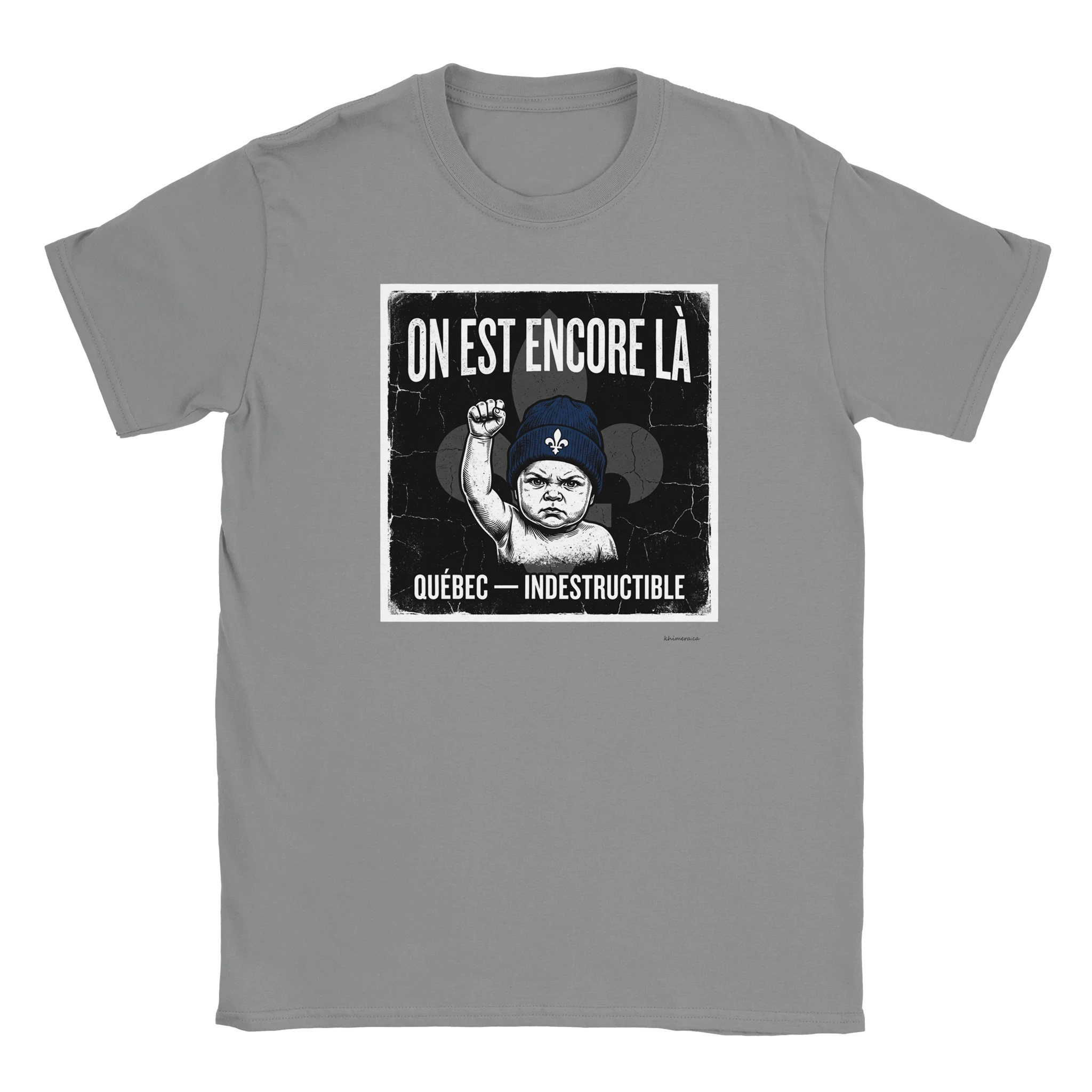 T-shirt fierté québécoise Québec indestructible - couleur gris | Khimera