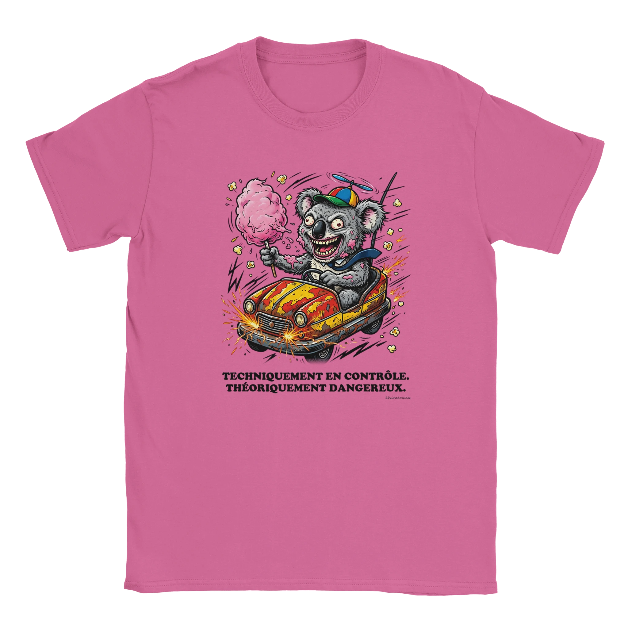 T-shirt Humour Auto Tamponneuse - couleur rose | Khimera