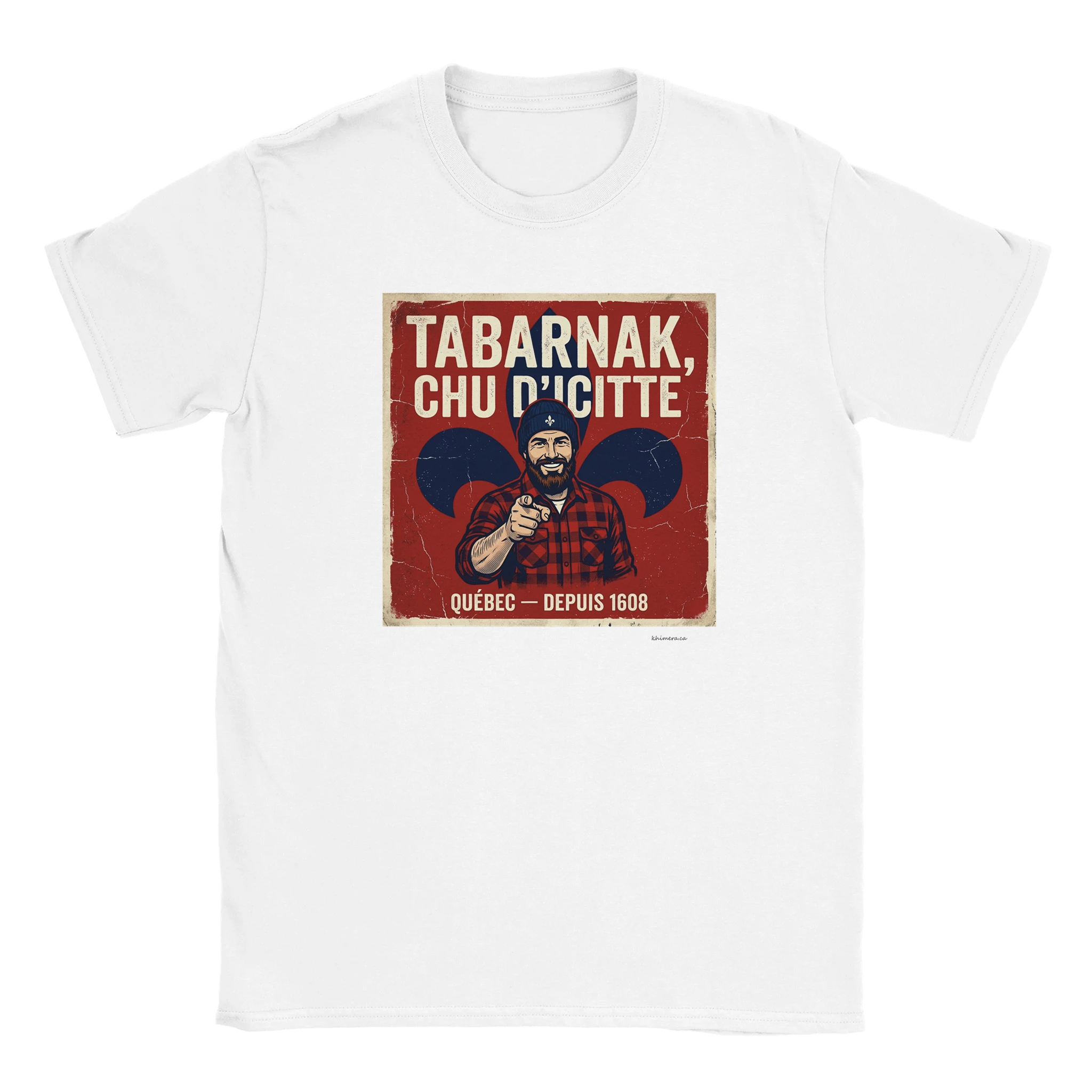 T-shirt fierté québécoise homme Québec depuis 1608 - couleur blanc | Khimera